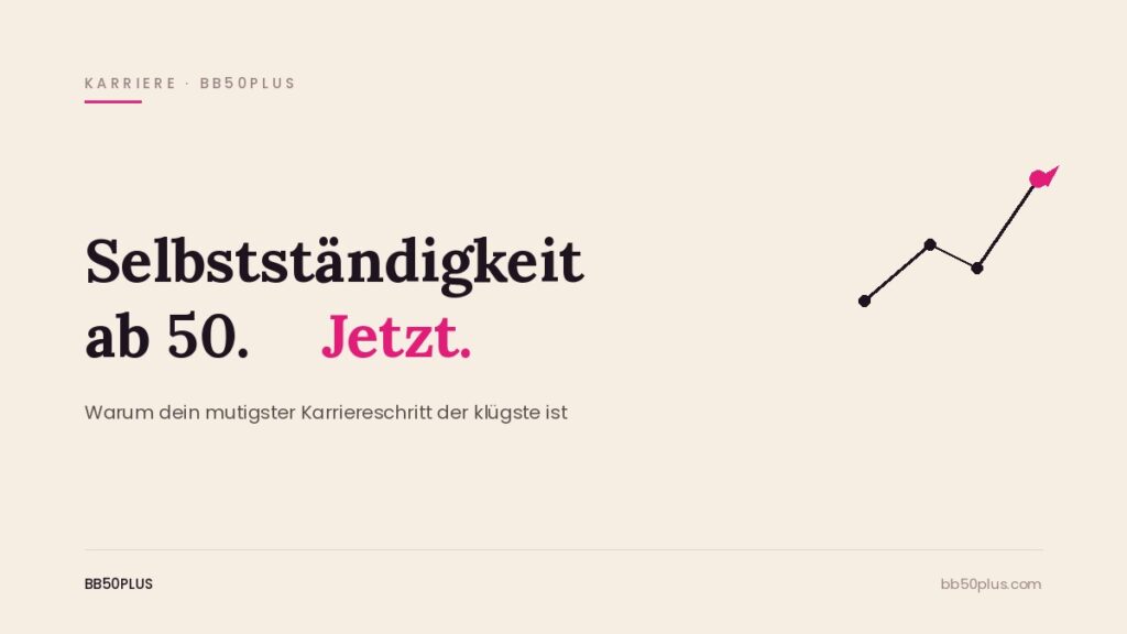 Minimalistische Grafik mit ansteigendem Pfad-Symbol zum Thema Selbstständigkeit ab 50 für Frauen